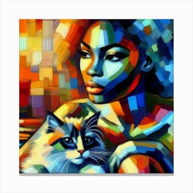 Woman With A Cat 1 Canvas Print