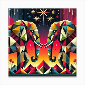 The Thriving Twins Elephants Canvas Print