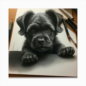 Black Dog Drawing Canvas Print