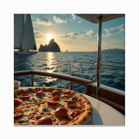 Pizza On A Boat 2 Canvas Print