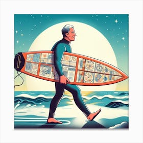 Old astrologer surfer Canvas Print