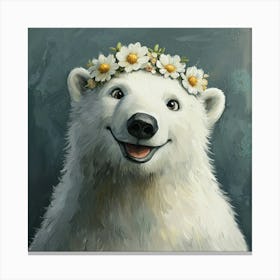 Polar Bear With Flowers 2 Stampe su tela