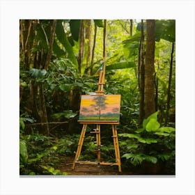 Easel In The Jungle Canvas Print