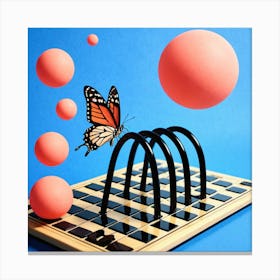 Butterfly On A Chess Board 8 Canvas Print