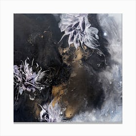 Dark Flower Painting 2 Square Canvas Print