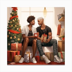 Realistic Black Gay Couple Christmas Stylish Deep 5ce6dd6d 1f4b 4905 Ace1 9887edfebb31 Canvas Print