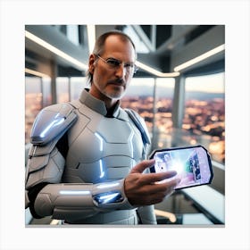Futuristic Man Holding Smart Phone Canvas Print