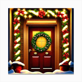 Christmas Decoration On Home Door (42) Canvas Print