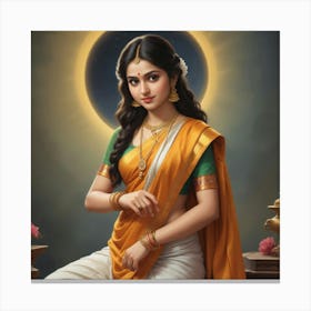 Indian Woman In Sari Canvas Print