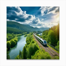 Travel Sky Train Scenery Forest Summer Landscape View Freight Bay Sunlight Green Beautif (7) Canvas Print