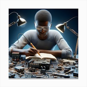 Man Repairing An Electronics Circuit Canvas Print