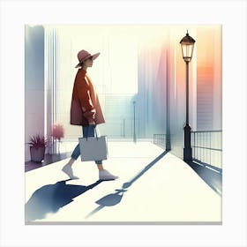 Woman Walking In The City Canvas Print