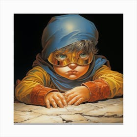 Child With A Golden Mask Canvas Print