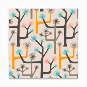 JOSHUA TREE Desert Cactus Retro Mid-Century Modern Abstract Botanical in Midmod Gray Pink Turquoise Yellow Cream Canvas Print