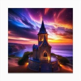 Church At Sunset Canvas Print