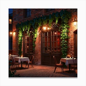 Restaurant At Night Canvas Print