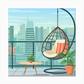 Balcony With Hanging Chair Canvas Print