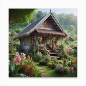 Thai House In The Garden Canvas Print
