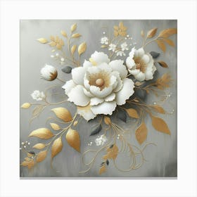 Gold And White Flowers Canvas Print