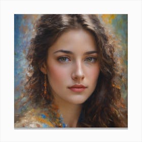 Woman With Long Curly Hair Canvas Print