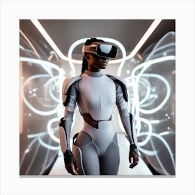 Futuristic Woman In Vr Headset 4 Canvas Print