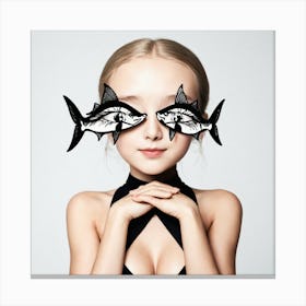 Young Girl With Fish Eyeglasses Canvas Print