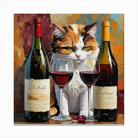 Cat With Wine Canvas Print