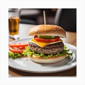 Hamburger And Beer Canvas Print