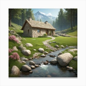 Cabin In The Mountains 4 Canvas Print