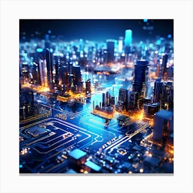 Cityscape At Night 5 Canvas Print