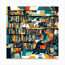 Reading In The Library Canvas Print
