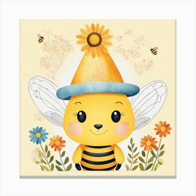 Floral Baby Bee Nursery Illustration (6) Canvas Print