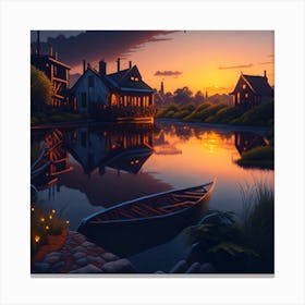 Default Sunset Over A Village Pond Realistic And Natural De 0 E5465110 E0fa 46ed Be86 992500b990ff 1 Canvas Print