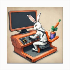 Rabbit In A Computer Canvas Print