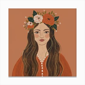 Girl With A Flower Crown 1 Canvas Print