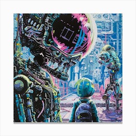 Robots In The City Canvas Print