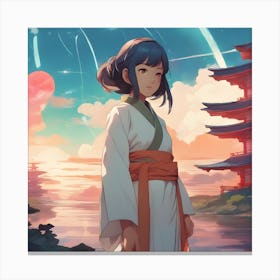 Girl In A Kimono Canvas Print