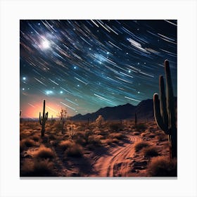 Star Trails In The Desert Canvas Print