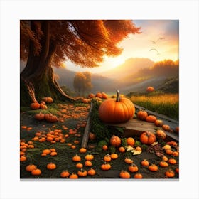 Autumn Pumpkins Canvas Print