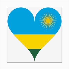 Heart Love Flag Nature Rwanda Sun Heart Shaped Canvas Print