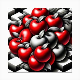 Apples On A Checkerboard Canvas Print