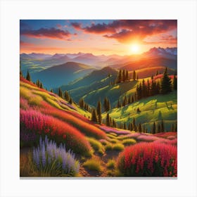 Sunset In The Mountains Canvas Print