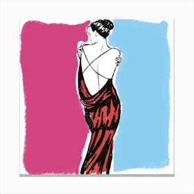 Lady in Red, Drawing Canvas Print