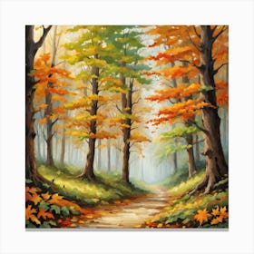 Forest In Autumn In Minimalist Style Square Composition 163 Canvas Print