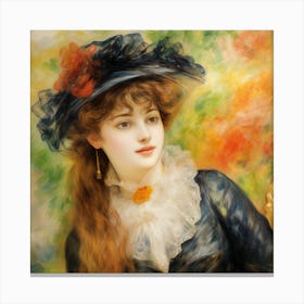 Lady In A Blue Hat Canvas Print