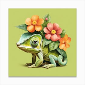 Floral Baby Chameleon Nursery Illustration (30) Canvas Print