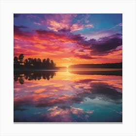 Sunset On A Lake Canvas Print