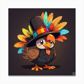 Leonardo Anime Xl A Cartoon Turkey Is Adorned With A Black Pil 3 Canvas Print