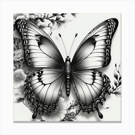 Butterfly And Flowers Canvas Print