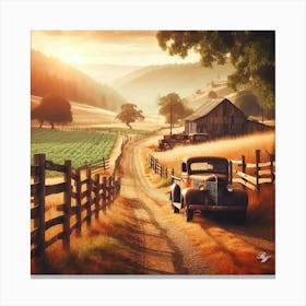 Country Road With Truck 2 001 001 Copy Canvas Print